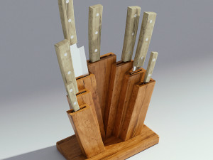 wooden kinfe holder Modello 3D