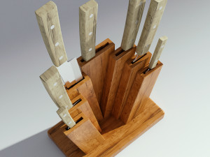 wooden kinfe holder Modello 3D