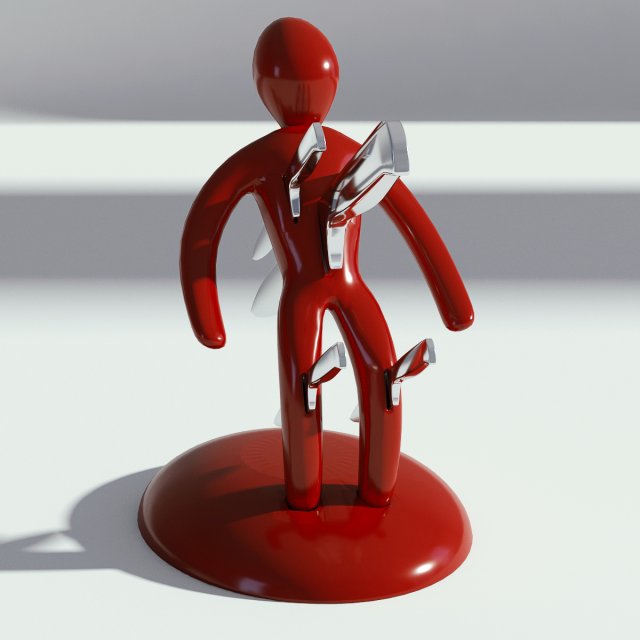 knife set with red holder 3D 模型 .c4d .max .obj .3ds .fbx .stl .blend 