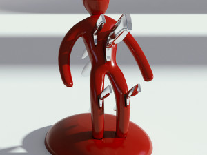 knife set with red holder 3D Model