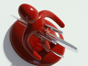 knife set with red holder 3D 模型