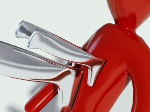 knife set with red holder 3D 模型