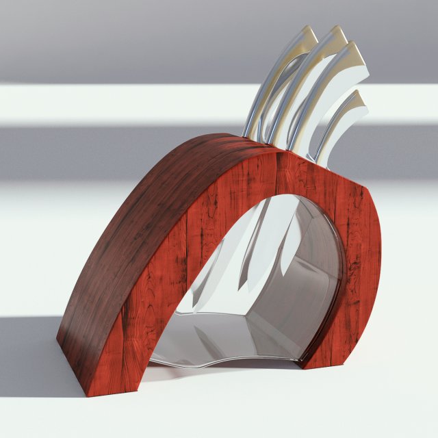 red wood knife holder Modello 3D .c4d .max .obj .3ds .fbx .stl .blend 