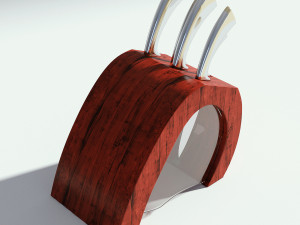 red wood knife holder Modello 3D