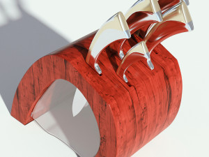 red wood knife holder Modello 3D