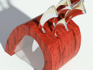 red wood knife holder 3D Model