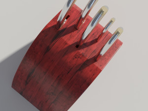 red wood knife holder Modello 3D