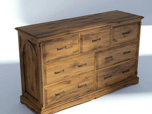 victorian dresser old natural 3D Model