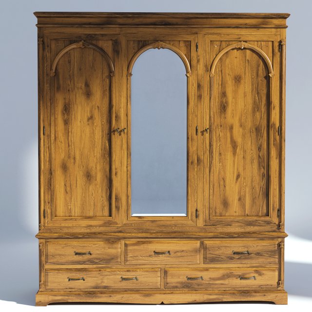 victorian wardrobe mirror old natural Model 3D .c4d .max .obj .3ds .fbx .stl .blend 