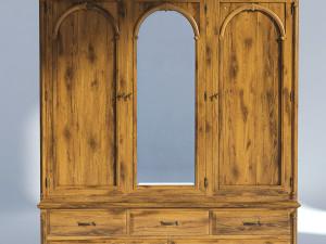 victorian wardrobe mirror old natural Model 3D