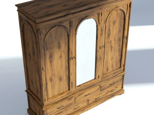 victorian wardrobe mirror old natural 3D Model