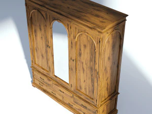 victorian wardrobe mirror old natural 3D Model