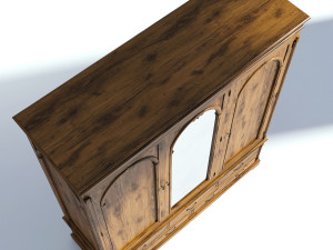 victorian wardrobe mirror old natural Model 3D