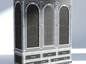 victorian wardrobe mirror old natural 3D Model