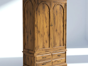 victorian wardrobe old natural Model 3D