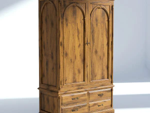 victorian wardrobe old natural 3D Model