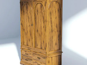 victorian wardrobe old natural 3D Model