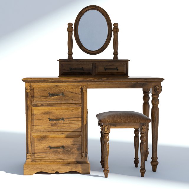 victorian desk mirror stool set old natural 3D मॉडल .c4d .max .obj .3ds .fbx .stl .blend 