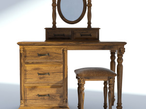 victorian desk mirror stool set old natural Model 3D