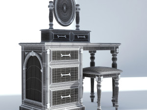 victorian desk mirror stool set old natural 3D मॉडल