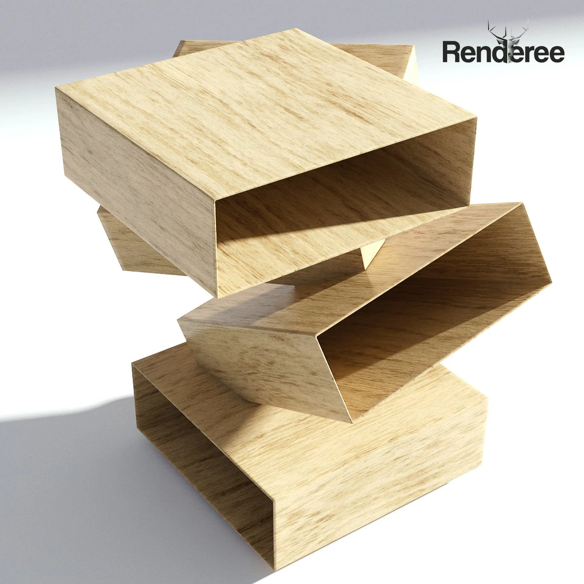 wooden bedside table modern 3D Model .c4d .max .obj .3ds .fbx .stl .blend