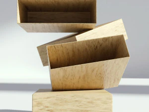 wooden bedside table modern 3D Model