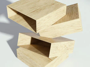 wooden bedside table modern 3D Model