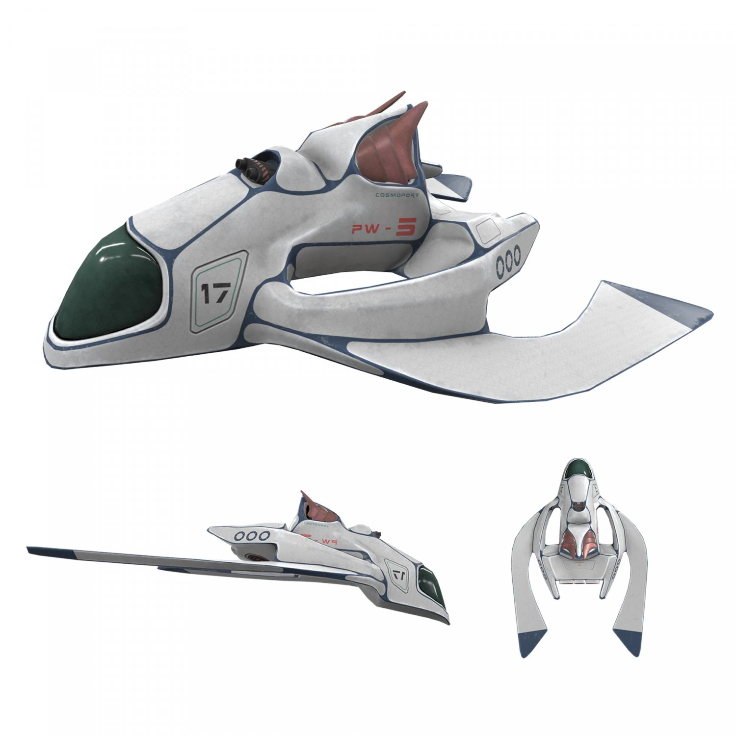 sci-fi aircraft 3D Model .c4d .max .obj .3ds .fbx .stl .blend 