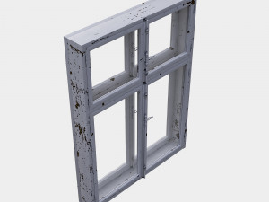 old gost window with peeling paint 3D Model