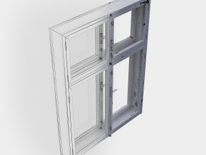 old gost window with peeling paint 3D Model