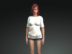 free game ready photo-realistic human character emily vr - ar - low-poly Modèle 3D