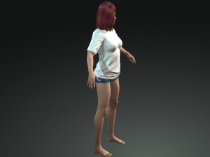 free game ready photo-realistic human character emily vr - ar - low-poly Modèle 3D