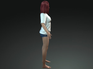 free game ready photo-realistic human character emily vr - ar - low-poly Modèle 3D