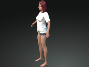 free game ready photo-realistic human character emily vr - ar - low-poly Modèle 3D