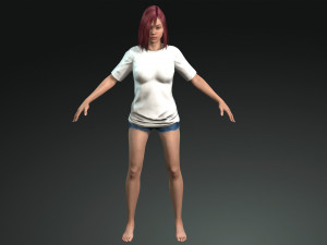 free game ready photo-realistic human character emily vr - ar - low-poly Modèle 3D
