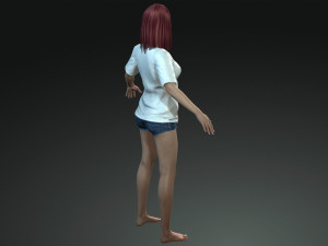 free game ready photo-realistic human character emily vr - ar - low-poly Modèle 3D