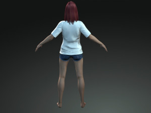 free game ready photo-realistic human character emily vr - ar - low-poly Modèle 3D