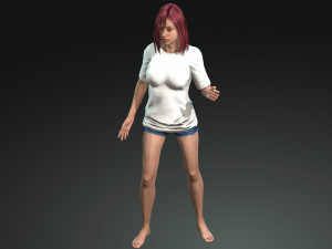 free game ready photo-realistic human character emily vr - ar - low-poly Modèle 3D
