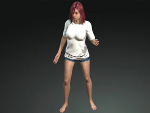 free game ready photo-realistic human character emily vr - ar - low-poly 3D Model