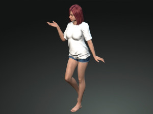free game ready photo-realistic human character emily vr - ar - low-poly Modèle 3D