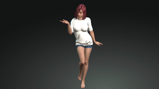free game ready photo-realistic human character emily vr - ar - low-poly Modèle 3D .c4d .max .obj .3ds .fbx .stl .blend 