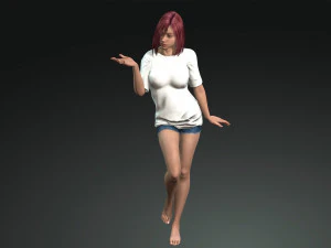free game ready photo-realistic human character emily vr - ar - low-poly Model 3D