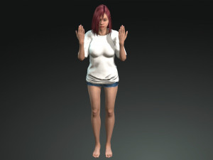 free game ready photo-realistic human character emily vr - ar - low-poly Modèle 3D