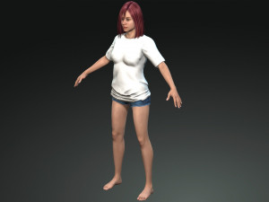 free game ready photo-realistic human character emily vr - ar - low-poly Modèle 3D