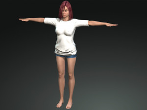 free game ready photo-realistic human character emily vr - ar - low-poly Modèle 3D