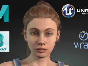 Game ready pbr realistic human girl character emma vr - ar - low-poly 3D Model