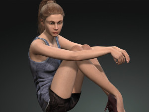 Game ready pbr realistic human girl character emma vr - ar - low-poly Modèle 3D