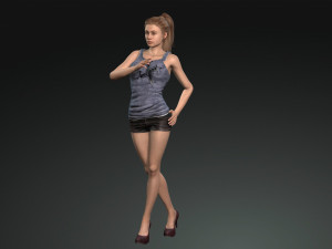 Game ready pbr realistic human girl character emma vr - ar - low-poly Modèle 3D