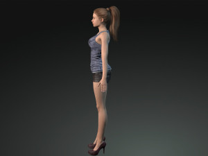 Game ready pbr realistic human girl character emma vr - ar - low-poly Modèle 3D
