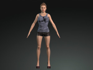 Game ready pbr realistic human girl character emma vr - ar - low-poly Modèle 3D